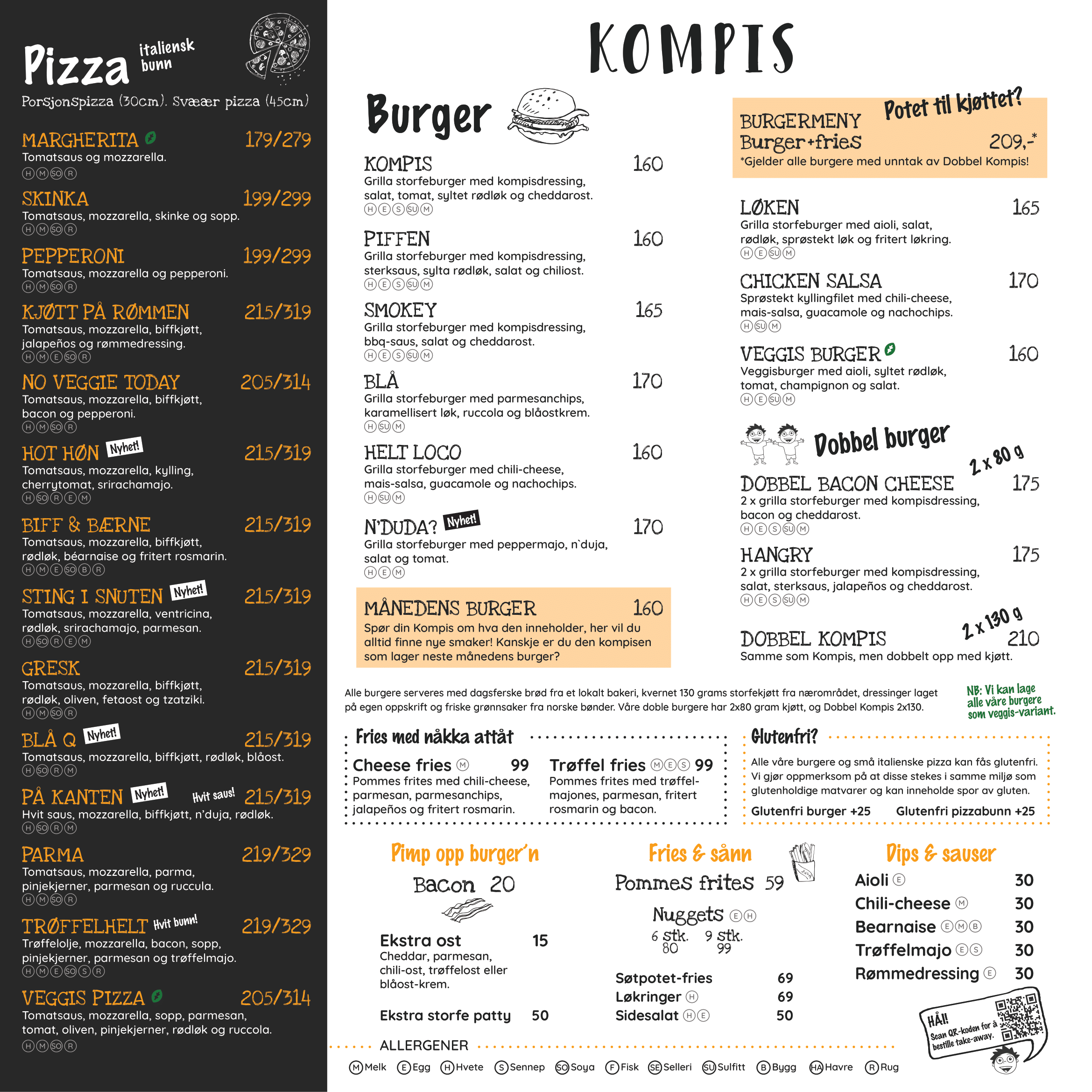 Bilde av menyen til Kompis